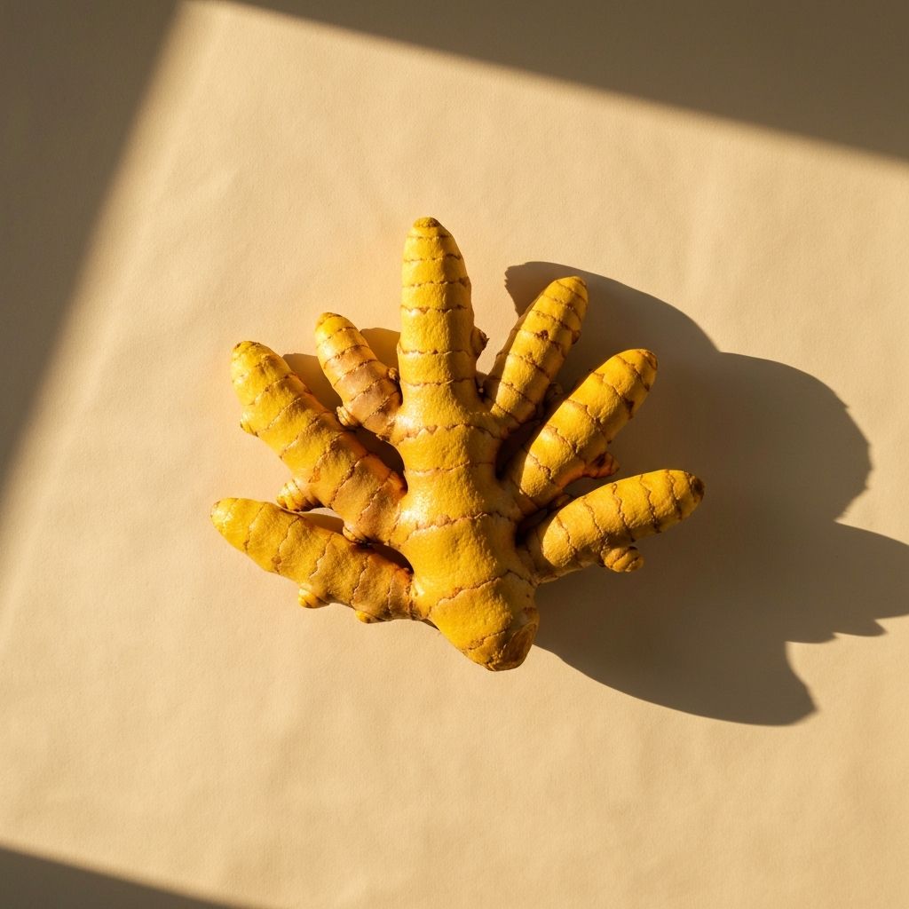 Świeża kurkuma na lnianym tle