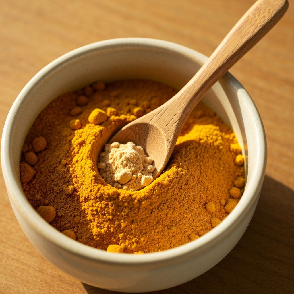 Zbliżenie kurkumy i imbiru w proszku w ceramic bowl